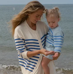 Unisex Blue Stripe Knit Sweater