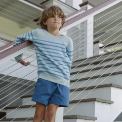 Unisex Blue Stripe Knit Sweater