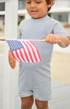 Unisex Harbor Stripe Short Sleeve Rashguard One Piece