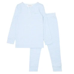 Unisex Powder Blue Stripe Pima Pajamas Set