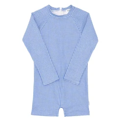 Unisex Sky Blue Gingham Rashguard One Piece