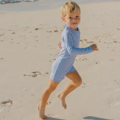 Unisex Sky Blue Gingham Rashguard One Piece