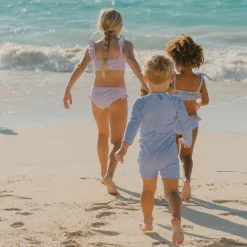 Unisex Sky Blue Gingham Rashguard One Piece