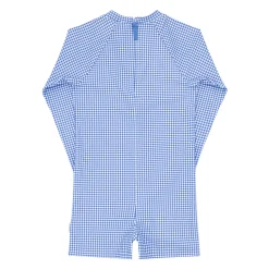 Unisex Sky Blue Gingham Rashguard One Piece