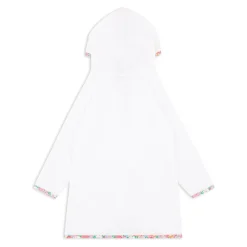 Unisex White French Terry Hooded Zipper Coverup With Island Blossom Trim