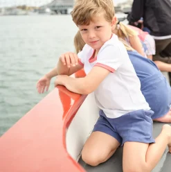 Unisex White Ringer Tee with Poppy Red Trim