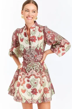 Valencia Mini Dress in Jardin Rose