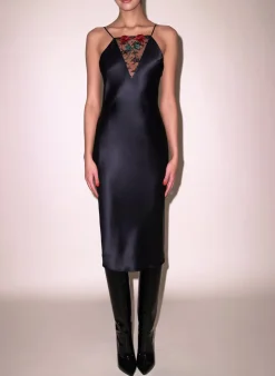 Vampire Rose Embroidery Slip Dress