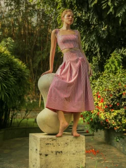 Vela Skirt in Red Stripes