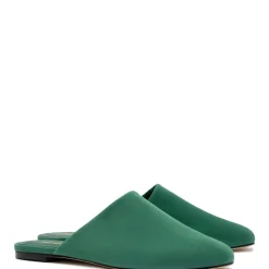 Venice Flat Mule and Pouch Kit In Emerald Suede