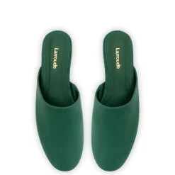 Venice Flat Mule and Pouch Kit In Emerald Suede