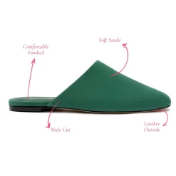Venice Flat Mule and Pouch Kit In Emerald Suede