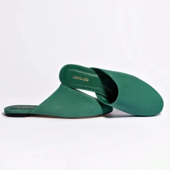 Venice Flat Mule and Pouch Kit In Emerald Suede