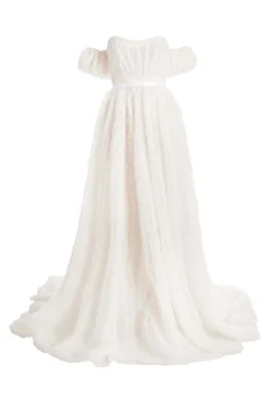 Venus White Dotted Tulle Gown