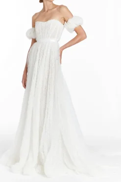 Venus White Dotted Tulle Gown