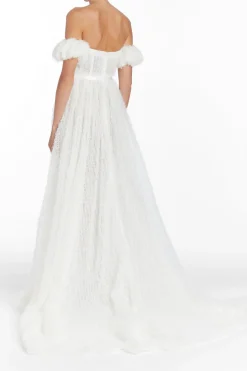 Venus White Dotted Tulle Gown