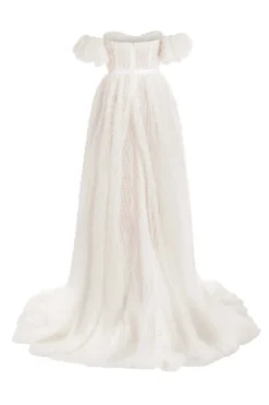 Venus White Dotted Tulle Gown