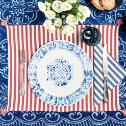 Vera Stripe Napkins in Blue, Set of 2