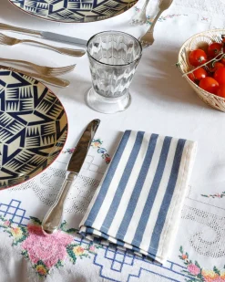 Vera Stripe Napkins in Light Blue, Set of 2