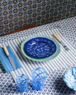 Vera Stripe Placemat in Light Blue