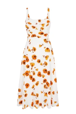 Verena Dress In Orange Poppies Bibione Cotton