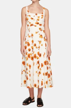 Verena Dress In Orange Poppies Bibione Cotton