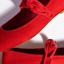 Verona Ballet Flat In Scarlet Suede