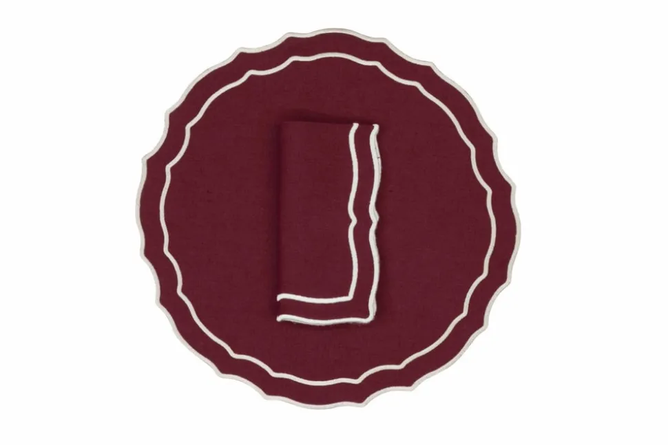 Vidro Linen Napkin and Placemat in Wine, Set of 2