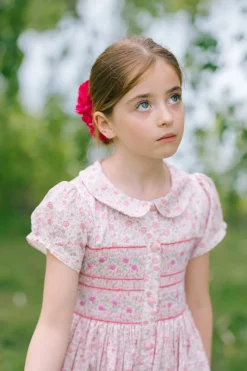 Violette Pink Floral Short Puff Smocked Dress