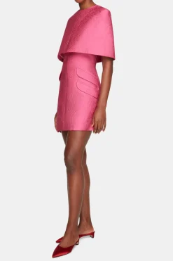 Virginie Cape In Hot Pink Embossed Cloque