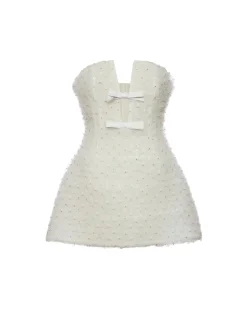 Vivienne Dress in White Smocked Tulle