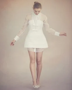 Vivienne Dress in White Smocked Tulle