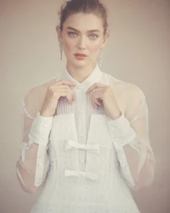 Vivienne Dress in White Smocked Tulle