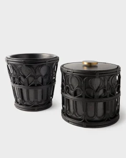 Viya Champagne Bucket in Cane and Brass