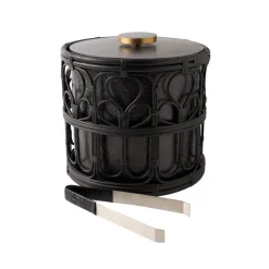 Viya Ice Bucket in Cane and Brass with Tongs