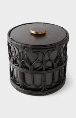 Viya Ice Bucket in Cane and Brass with Tongs