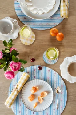 Wadsworth Goldenrod Gingham Coaster Set