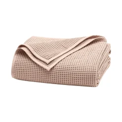 Waffle Bed Blanket in Dusty Rose