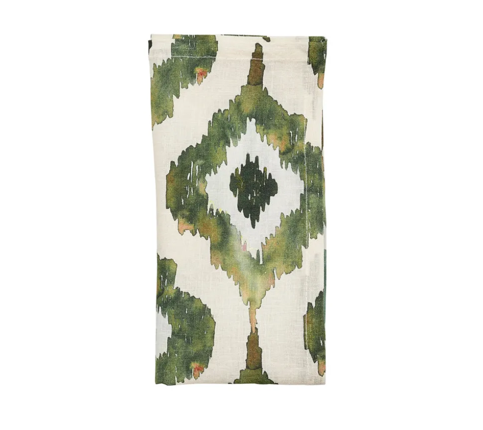 Watercolor Ikat Napkin in Olive, Set of 4