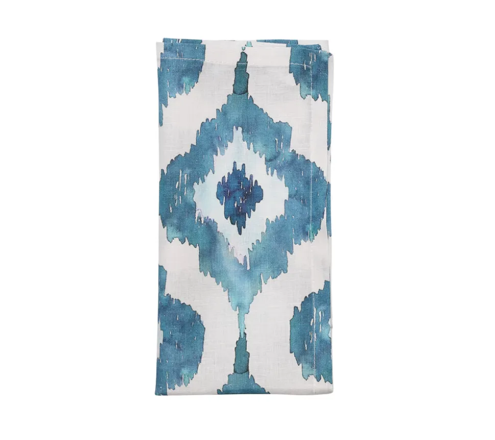 Watercolor Ikat Napkins in Blue, Set of 4