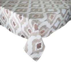 Watercolor Ikat Tablecloth in Taupe