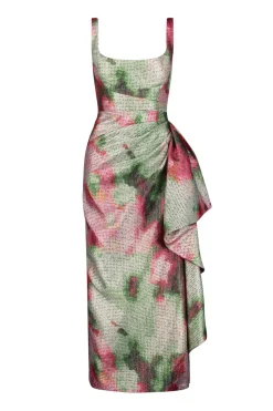 Watercolor Jaquard Scoop Neck Florence Sheath in Multi