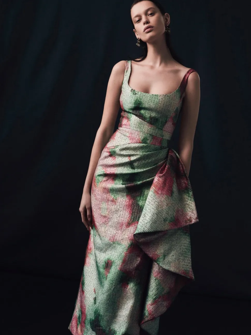 Watercolor Jaquard Scoop Neck Florence Sheath in Multi