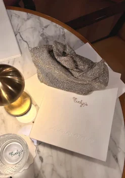 Waverly Silver Rhinestone Mesh Bag