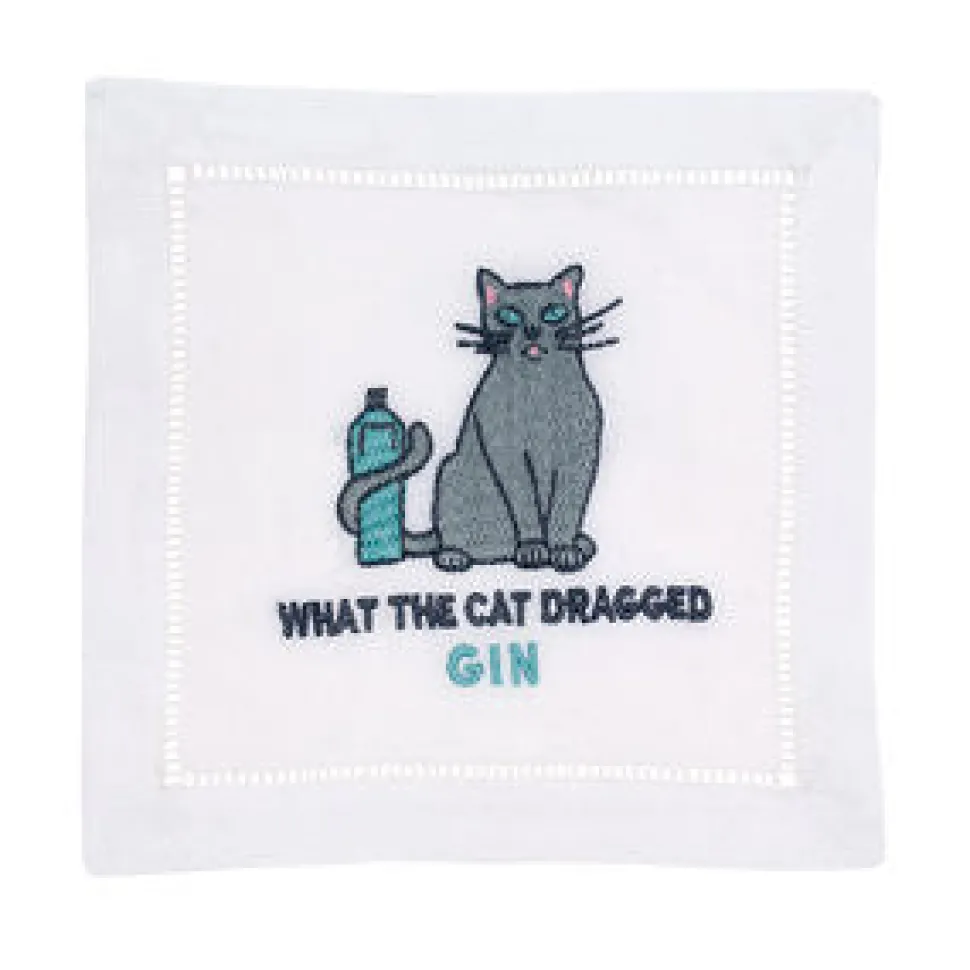 What The Cat Dragged Gin Cocktail Napkins, Set of 4