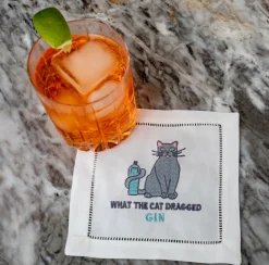 What The Cat Dragged Gin Cocktail Napkins, Set of 4