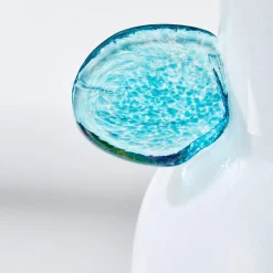 White Art Glass Vase with Colored Accents, Set of 3