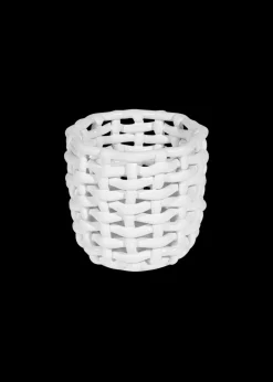 White Basketweave Planter