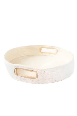 White Beaded Handle Tray