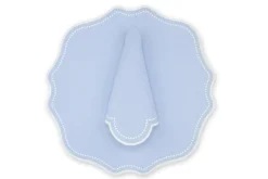 White Dotted Air Blue Linen Napkin and Placemat, Set of 2